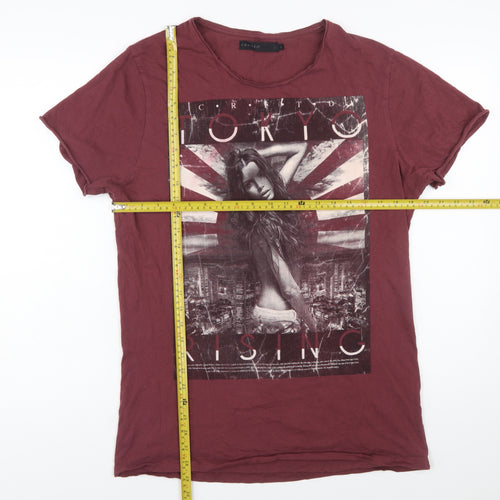 Crafted Men’s Red Tokyo Rising Graphic Print T-Shirt Size L