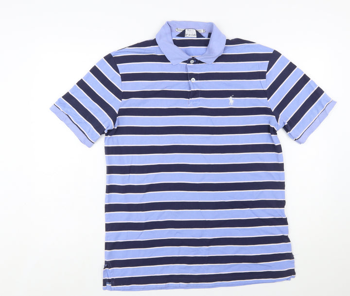 Ralph Lauren Polo Golf Men’s Blue Striped Cotton Polo Shirt M