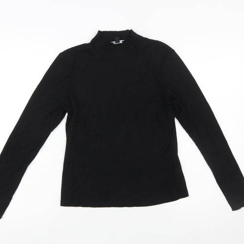 Nobody’s Child Women’s Black Mock Neck Long Sleeve Slim Fit Top Size 14
