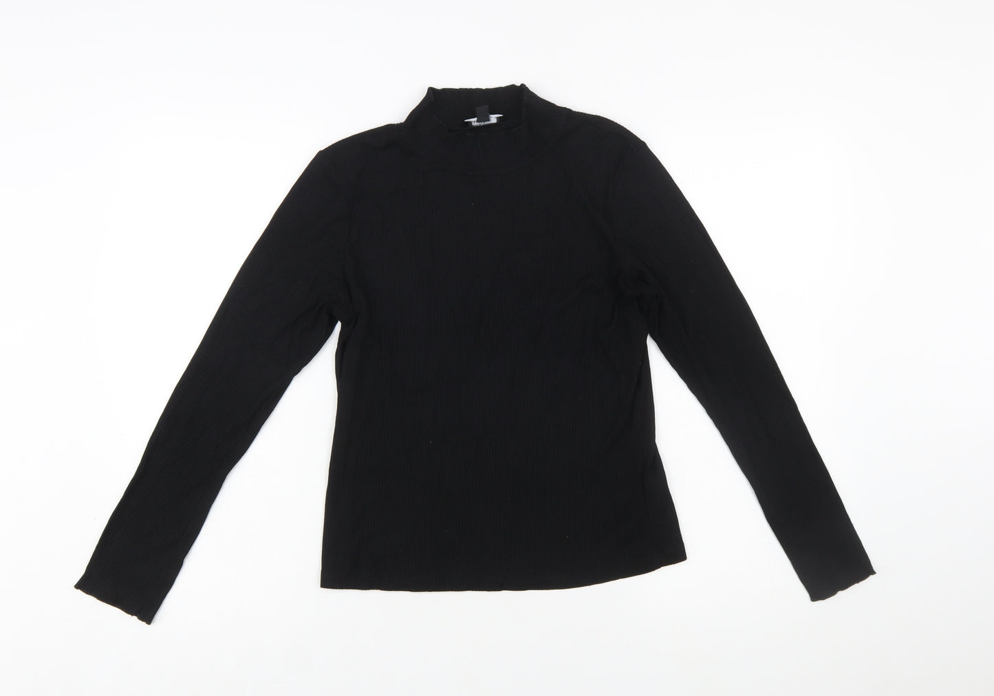 Nobody’s Child Women’s Black Mock Neck Long Sleeve Slim Fit Top Size 14
