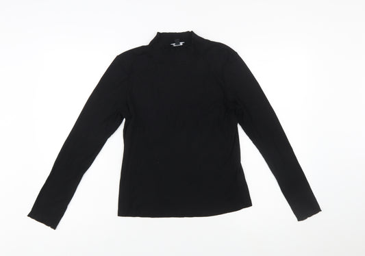 Nobody’s Child Women’s Black Mock Neck Long Sleeve Slim Fit Top Size 14