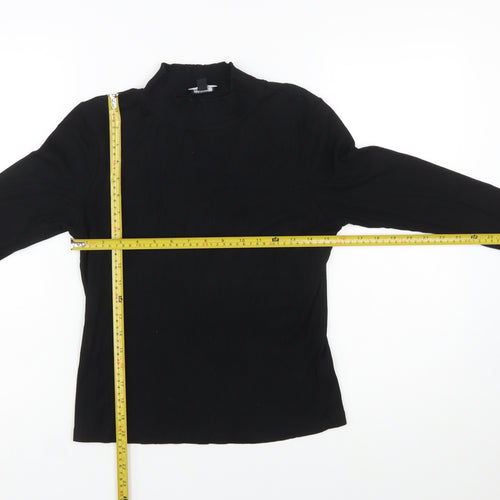 Nobody’s Child Women’s Black Mock Neck Long Sleeve Slim Fit Top Size 14