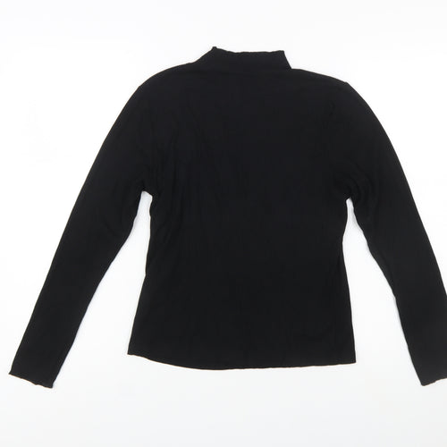 Nobody’s Child Women’s Black Mock Neck Long Sleeve Slim Fit Top Size 14