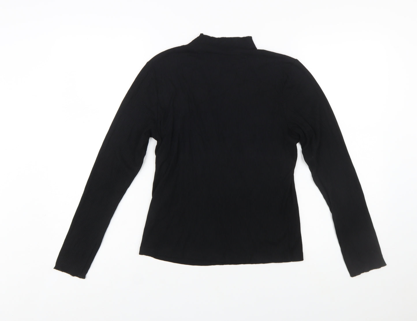 Nobody’s Child Women’s Black Mock Neck Long Sleeve Slim Fit Top Size 14