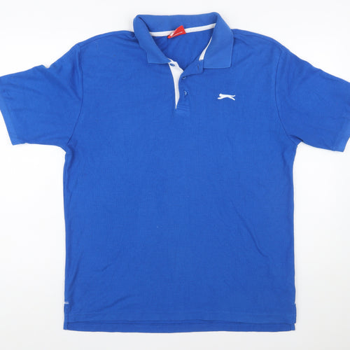 Slazenger Men’s Blue XL Cotton Polo Shirt Short Sleeve