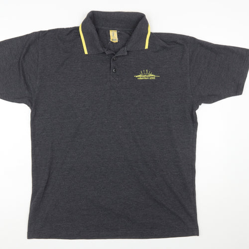 Millennium Experience Men’s Grey Polo Shirt Large Embroidered Logo Vintage