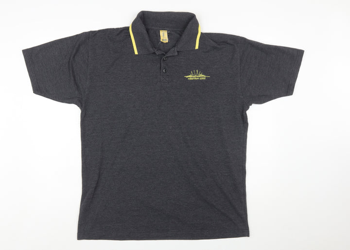 Millennium Experience Men’s Grey Polo Shirt Large Embroidered Logo Vintage
