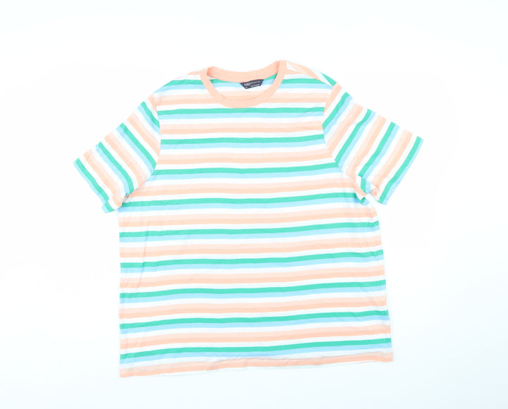 Marks and Spencer Womens Multicoloured Striped Cotton T-Shirt Size 20