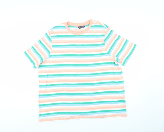 Marks and Spencer Womens Multicoloured Striped Cotton T-Shirt Size 20