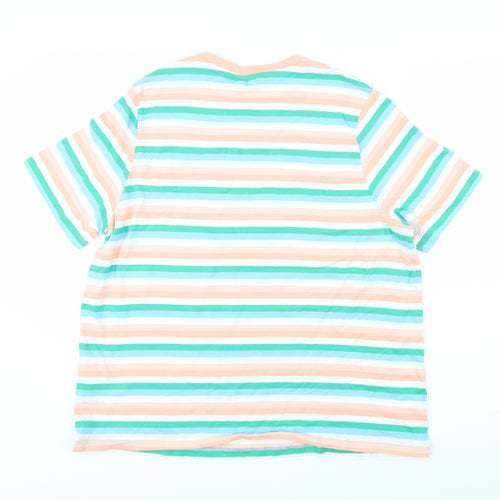 Marks and Spencer Womens Multicoloured Striped Cotton T-Shirt Size 20