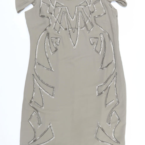 Marks and Spencer Women Beige Size 14 Sequin Shift Dress