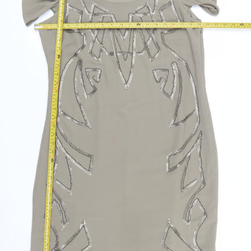 Marks and Spencer Women Beige Size 14 Sequin Shift Dress
