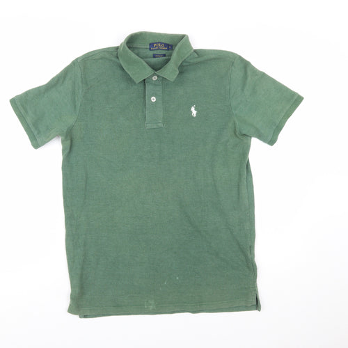 Ralph Lauren Men's Green Custom Fit Polo Shirt Size L
