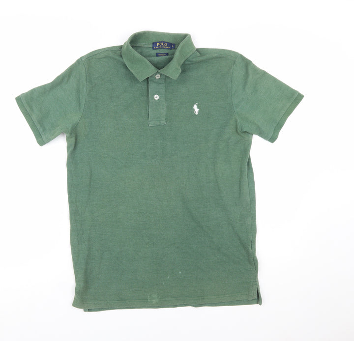 Ralph Lauren Men's Green Custom Fit Polo Shirt Size L