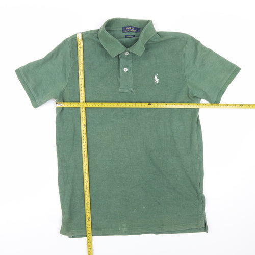 Ralph Lauren Men's Green Custom Fit Polo Shirt Size L