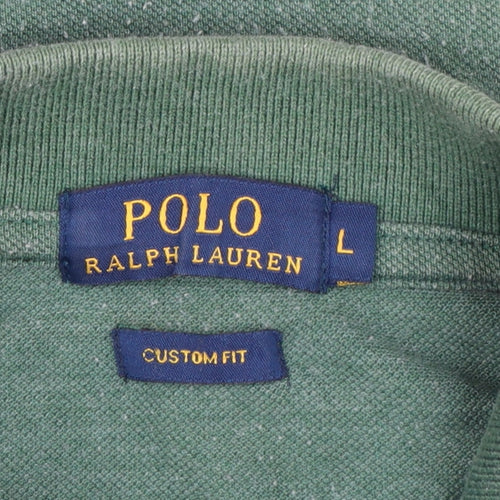 Ralph Lauren Men's Green Custom Fit Polo Shirt Size L