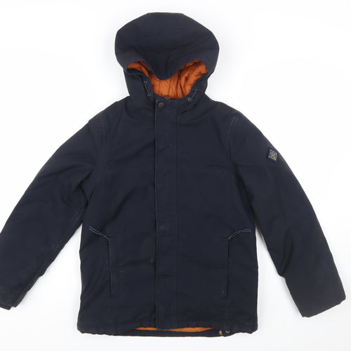 Joules Boys Blue Hooded Parka Coat 11 Years Lined Winter Jacket