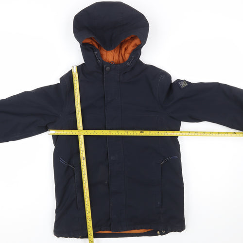 Joules Boys Blue Hooded Parka Coat 11 Years Lined Winter Jacket