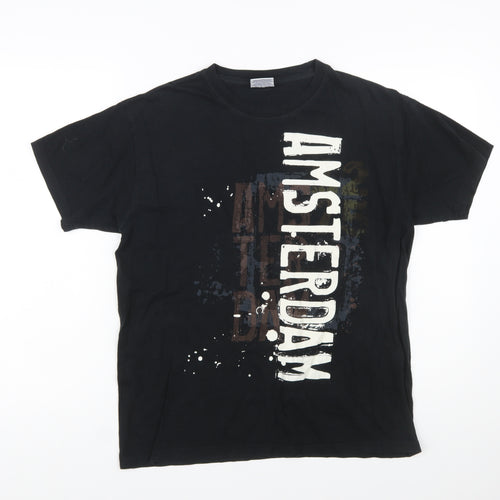Fox Originals Unisex Black Amsterdam Graphic Cotton T-Shirt M