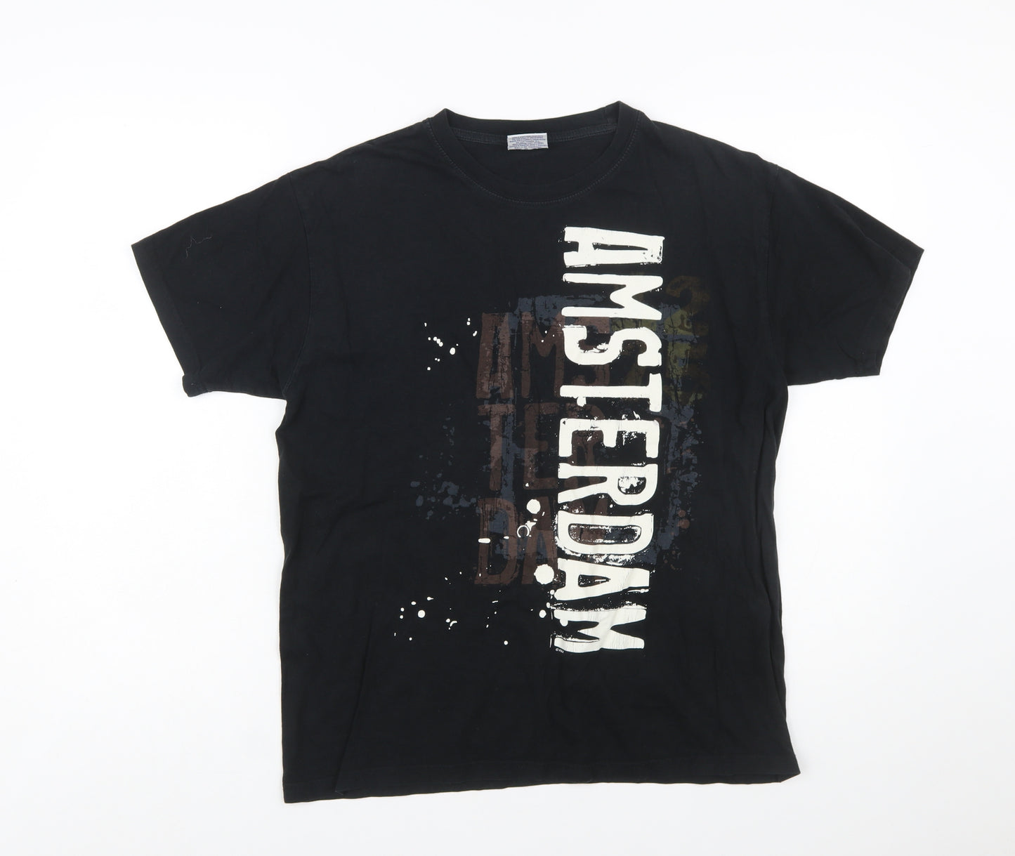 Fox Originals Unisex Black Amsterdam Graphic Cotton T-Shirt M
