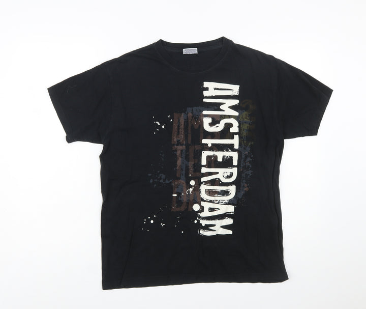 Fox Originals Unisex Black Amsterdam Graphic Cotton T-Shirt M