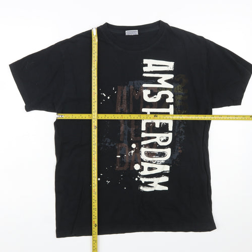 Fox Originals Unisex Black Amsterdam Graphic Cotton T-Shirt M