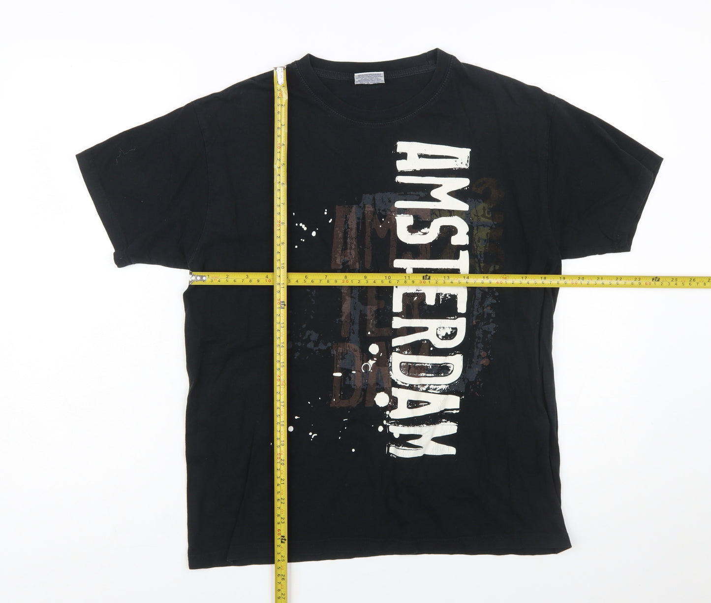 Fox Originals Unisex Black Amsterdam Graphic Cotton T-Shirt M