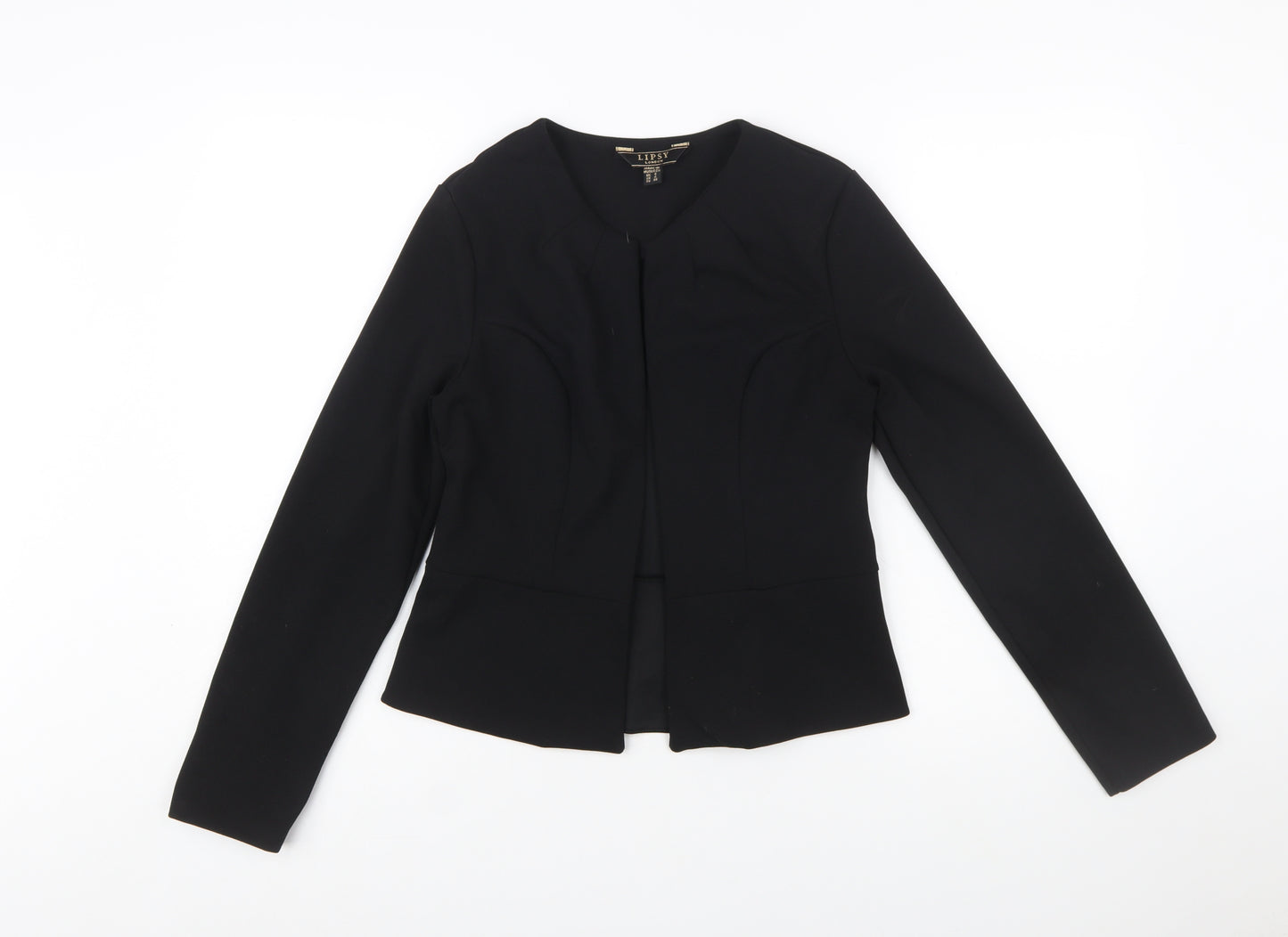 Lipsy Women Black Size 8 Tailored Open Front Suit Jacket