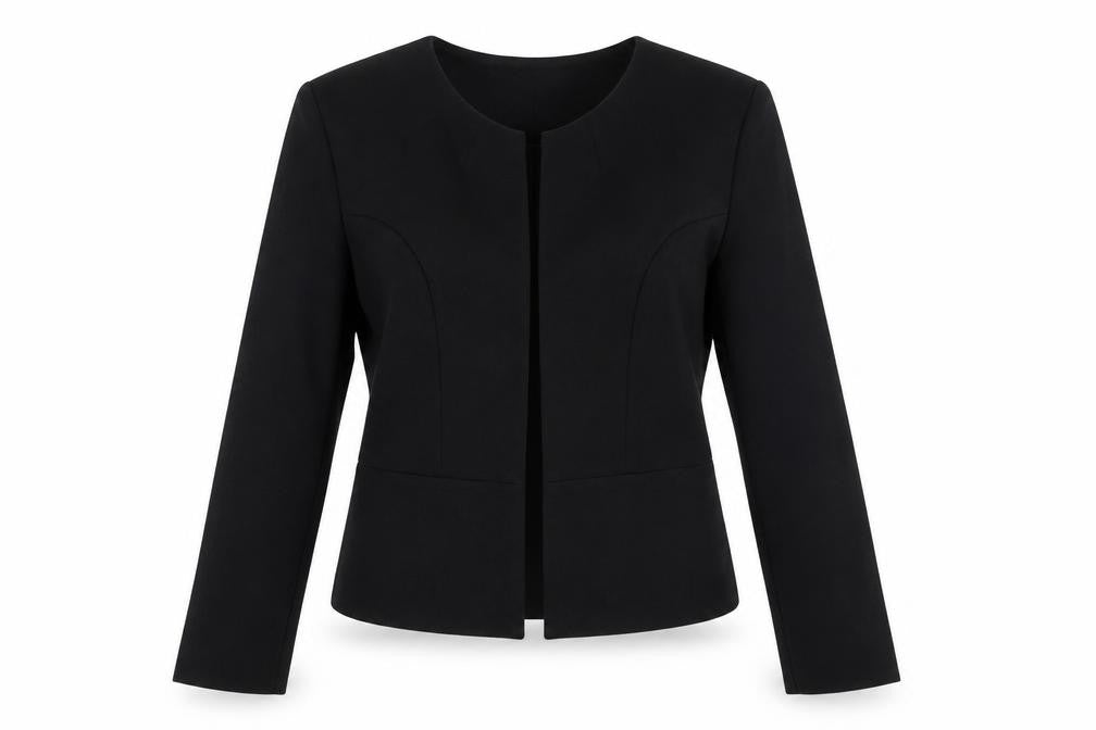 Front view of Lipsy Women Black, size 8, Tailored Open Front Suit Jacket
