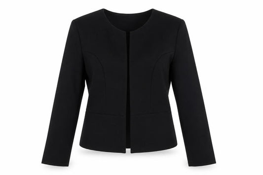 Front view of Lipsy Women Black, size 8, Tailored Open Front Suit Jacket