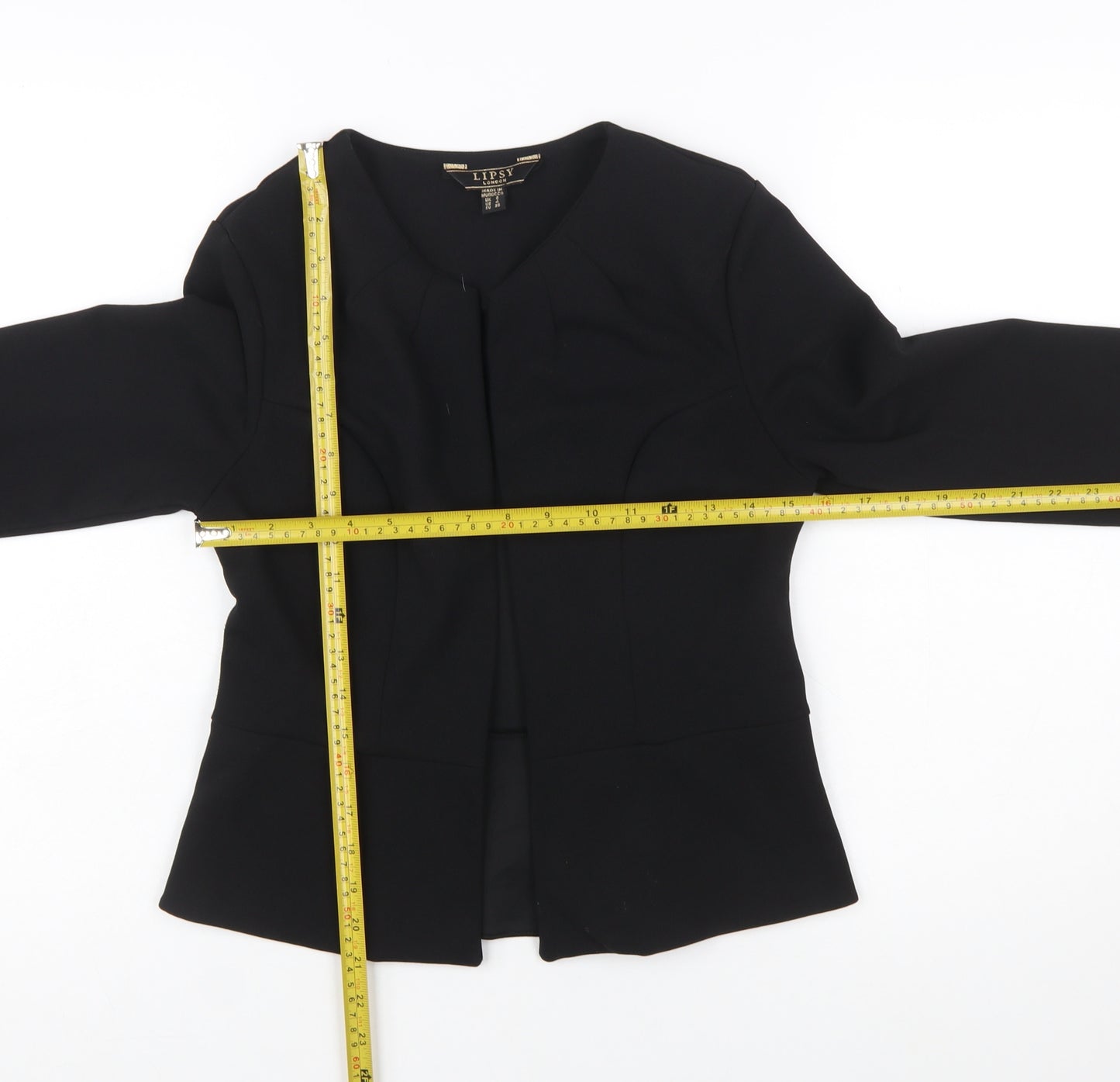 Lipsy Women Black Size 8 Tailored Open Front Suit Jacket
