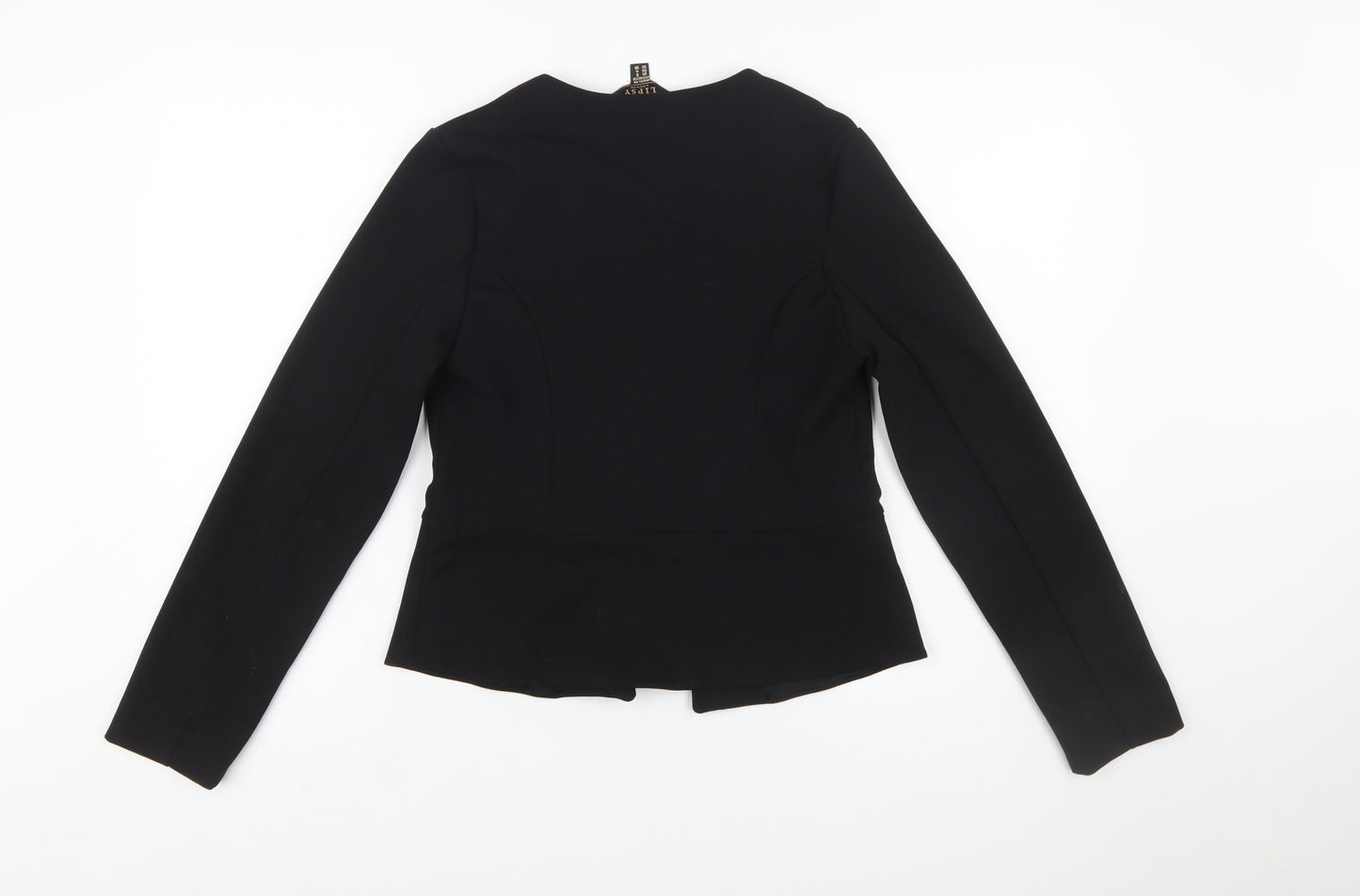 Lipsy Women Black Size 8 Tailored Open Front Suit Jacket
