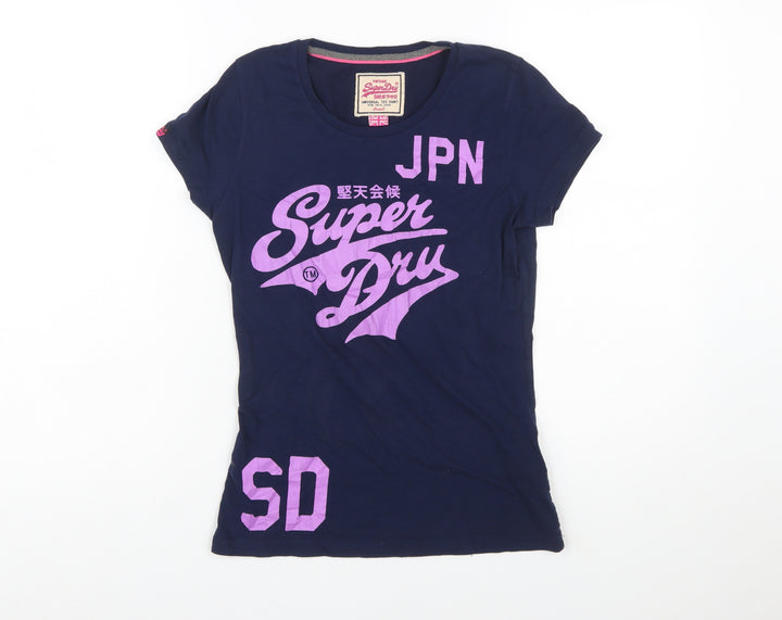 Superdry Womens Blue Graphic Slim Fit T-Shirt Size S
