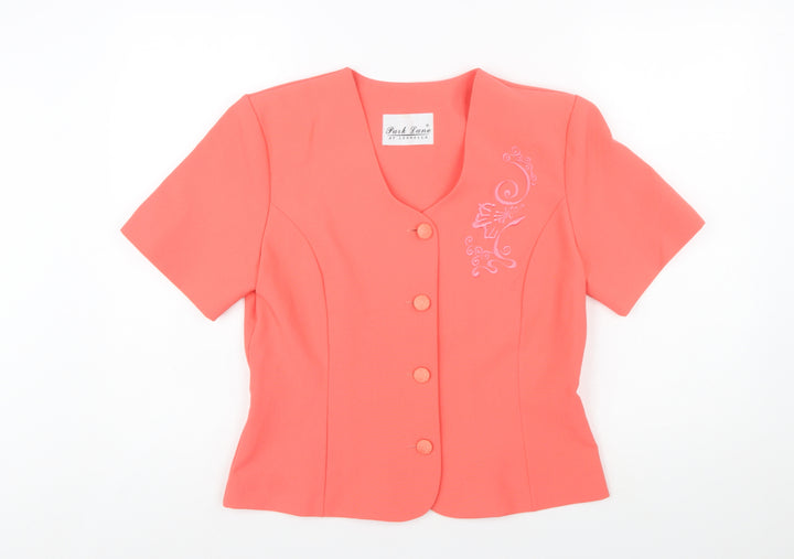 Park Lane at Leonella Womens Pink Size 12 Short Sleeve Suit Top