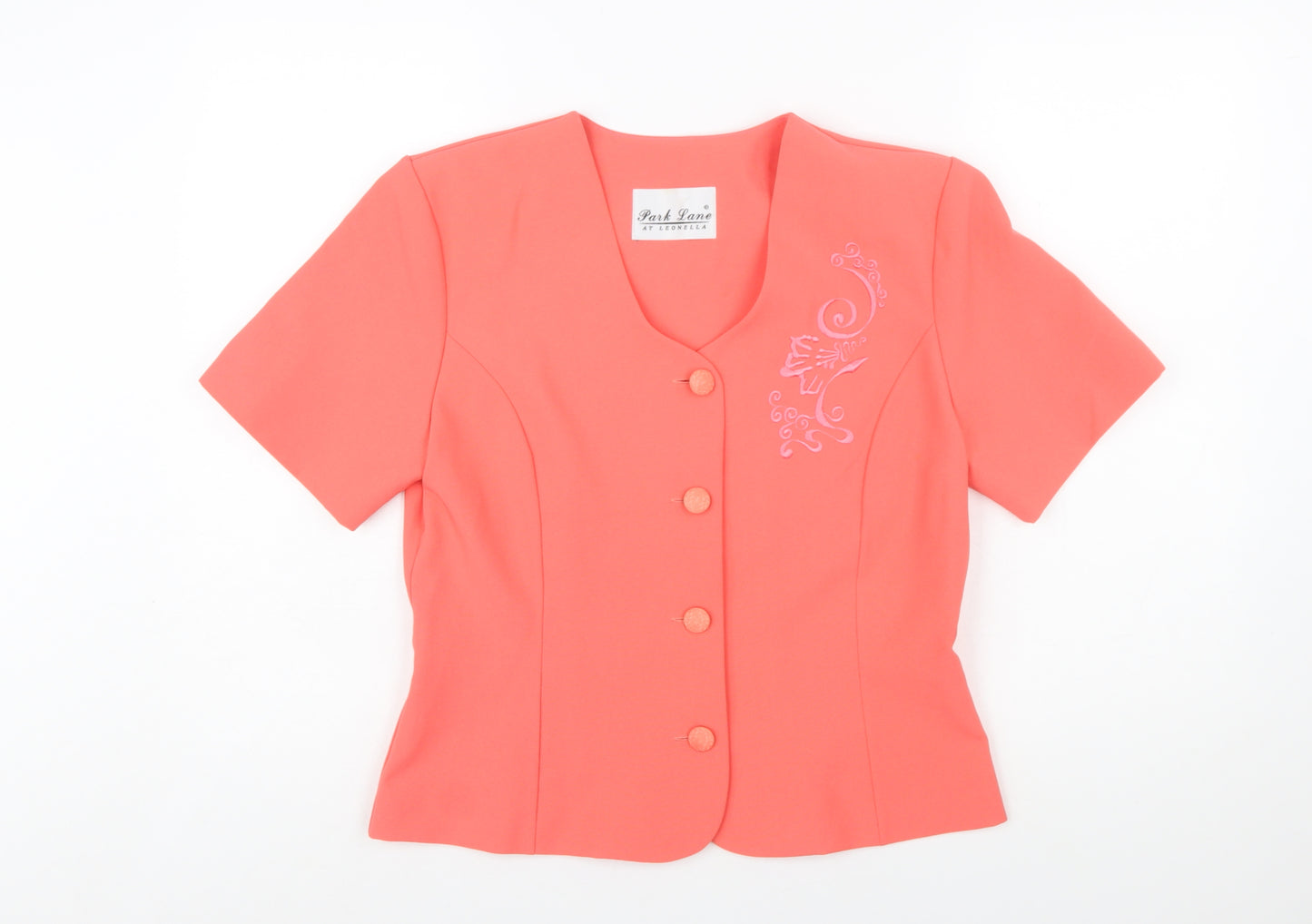 Park Lane at Leonella Womens Pink Size 12 Short Sleeve Suit Top