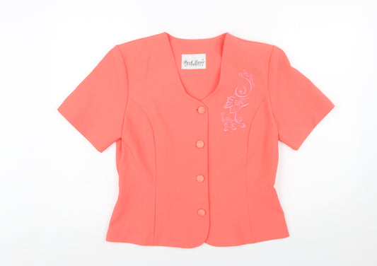 Park Lane at Leonella Womens Pink Size 12 Short Sleeve Suit Top