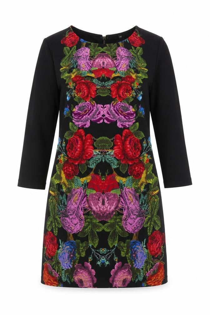 H&M Women’s Multicoloured Floral Shift Dress Size 8 3/4 Sleeve