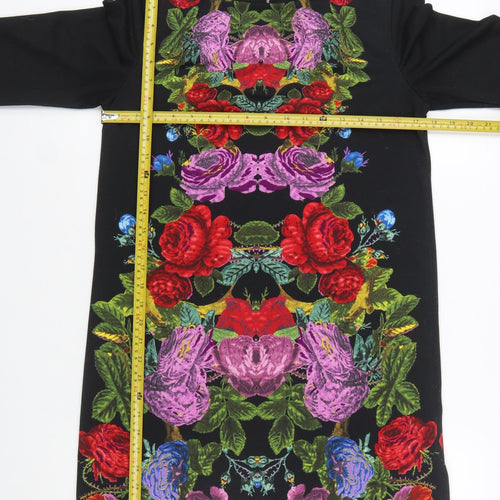 H&M Women’s Multicoloured Floral Shift Dress Size 8 3/4 Sleeve