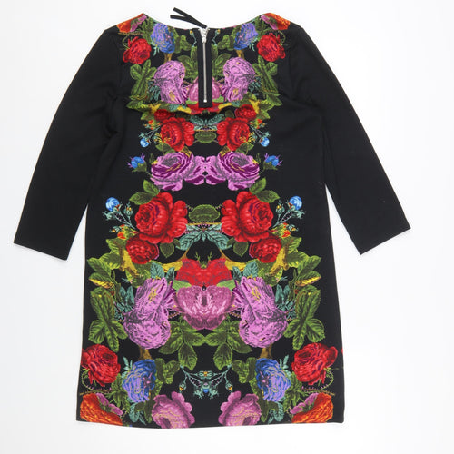 H&M Women’s Multicoloured Floral Shift Dress Size 8 3/4 Sleeve