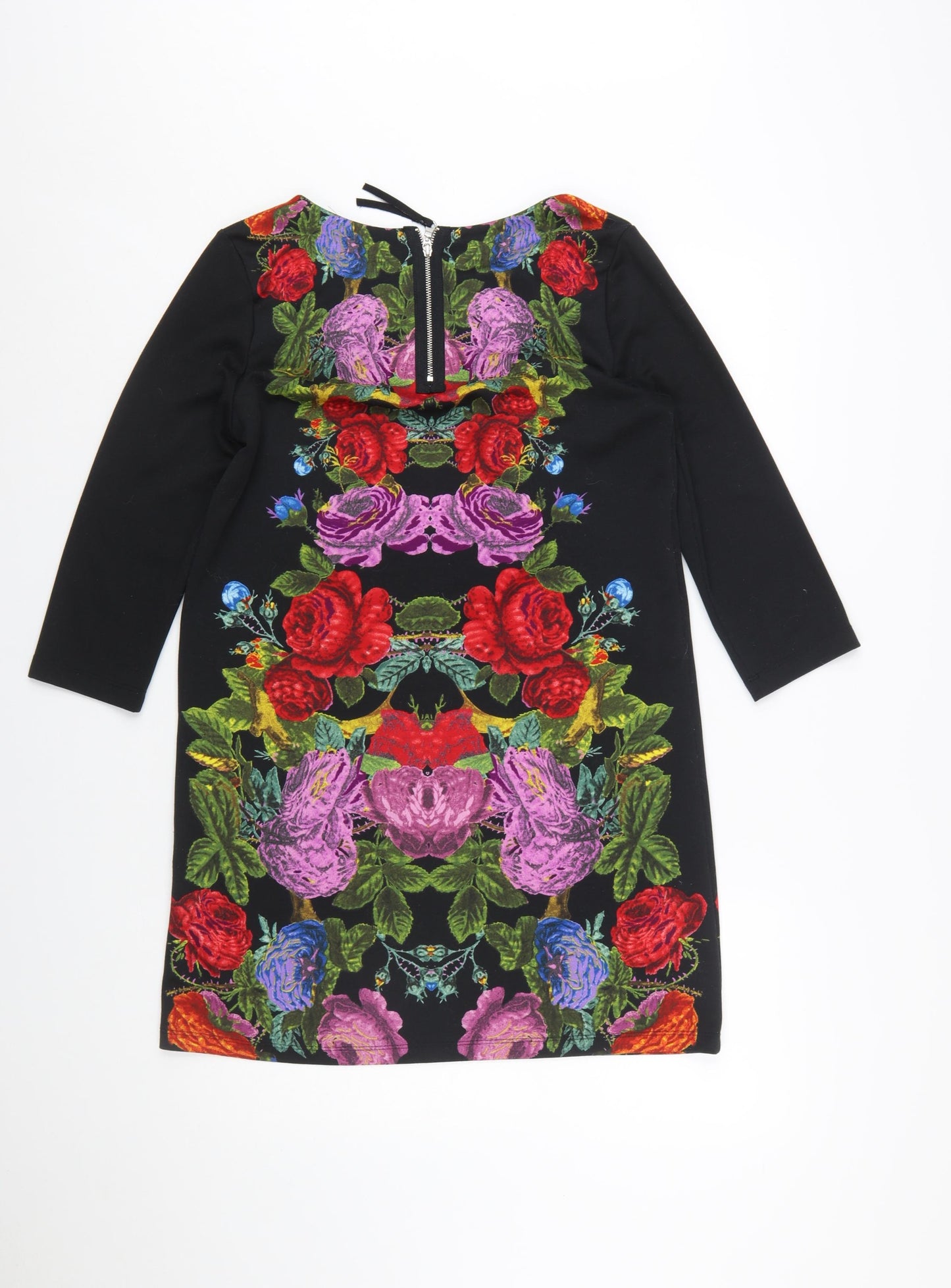 H&M Women’s Multicoloured Floral Shift Dress Size 8 3/4 Sleeve