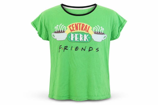Front view of Character.com Friends Central Perk Green Women's L Cotton T-Shirt