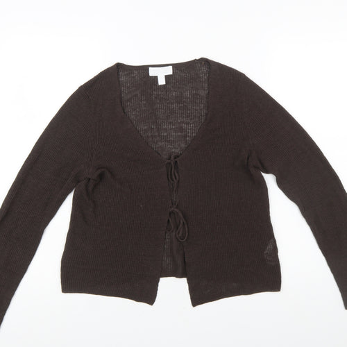 The White Company Women's Brown Linen Blend Cardigan M