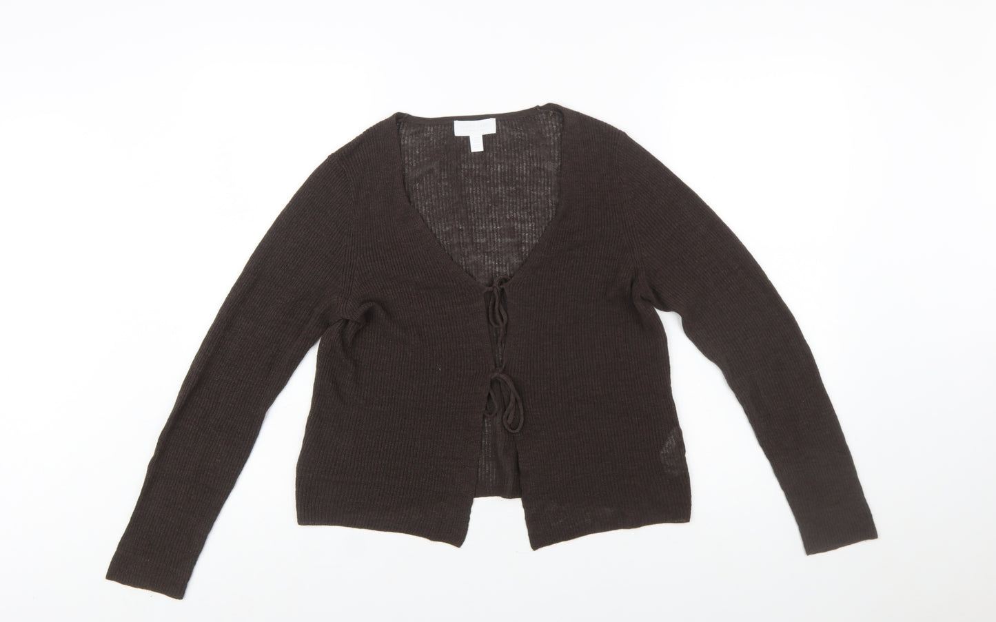 The White Company Women's Brown Linen Blend Cardigan M