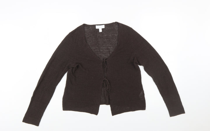 The White Company Women's Brown Linen Blend Cardigan M