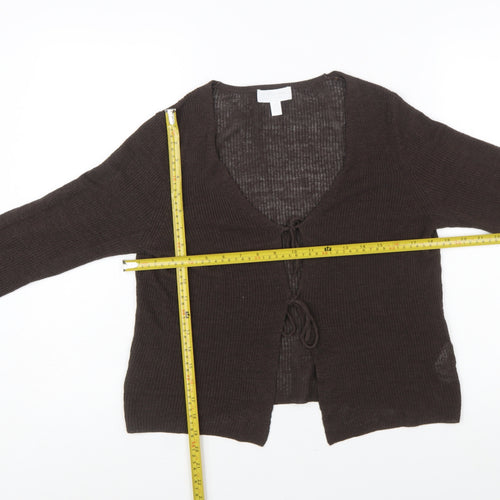 The White Company Women's Brown Linen Blend Cardigan M