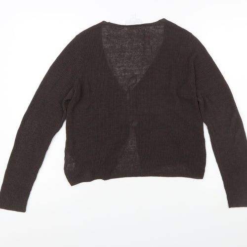 The White Company Women's Brown Linen Blend Cardigan M