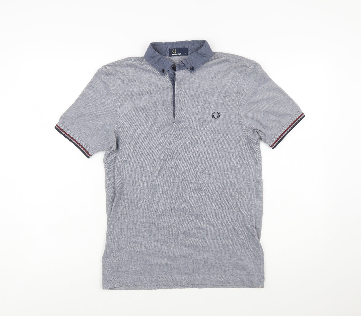 Fred Perry Mens Grey Cotton Button Down Collared Polo Shirt Size S