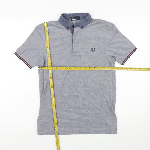 Fred Perry Mens Grey Cotton Button Down Collared Polo Shirt Size S