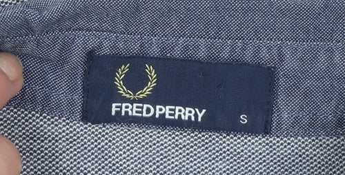 Fred Perry Mens Grey Cotton Button Down Collared Polo Shirt Size S