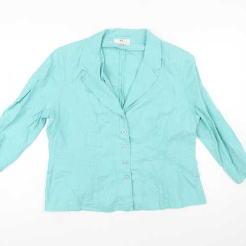CC Women’s Green Linen Single-Breasted Blazer Size 16